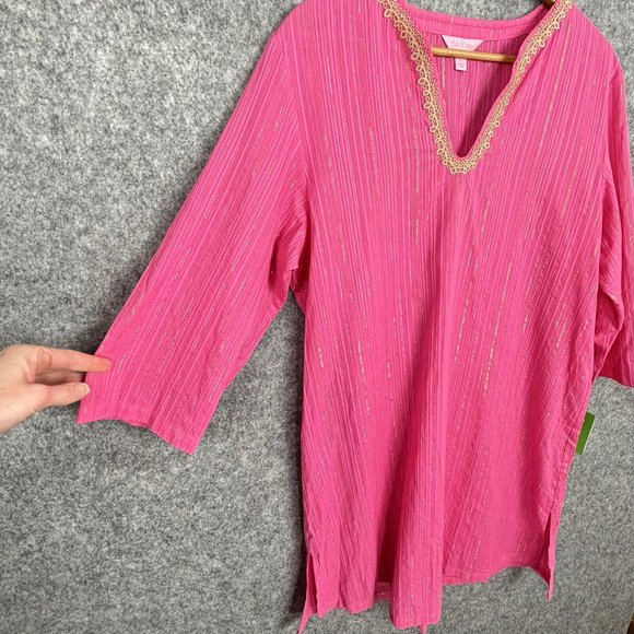 Lilly Pulitzer Pink Swim Coverup with Gold Accents - Picture 2 of 12